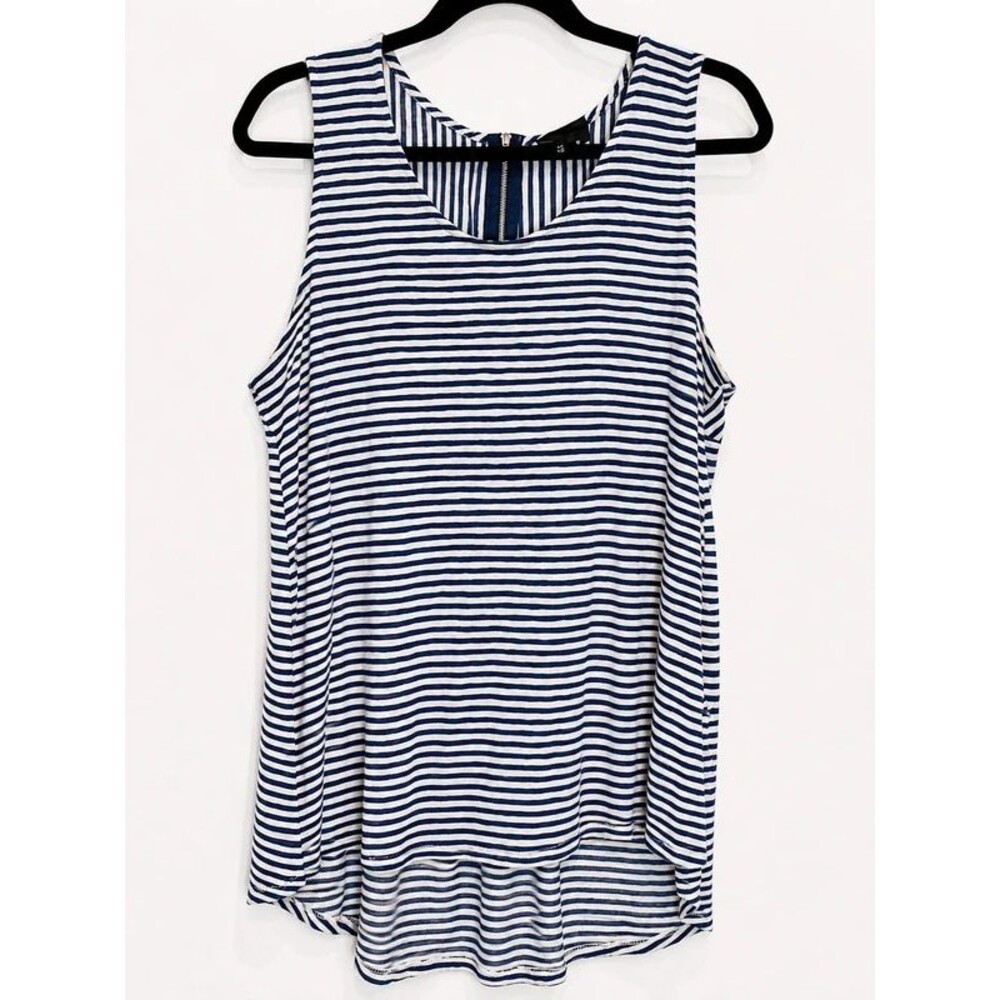 W5 Navy & White Striped Sleeveless Tank Top | XL